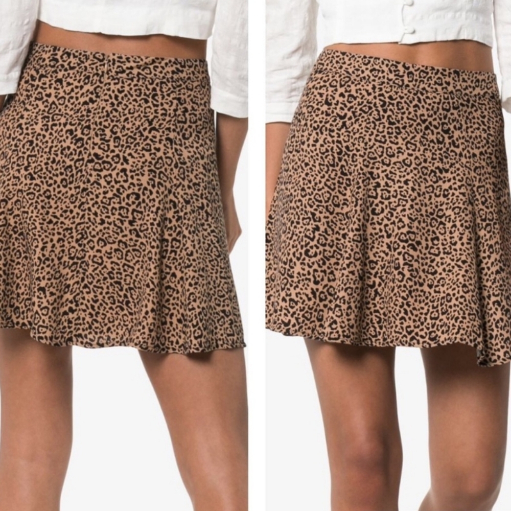 Reformation Animal Print Flounce Skirt
